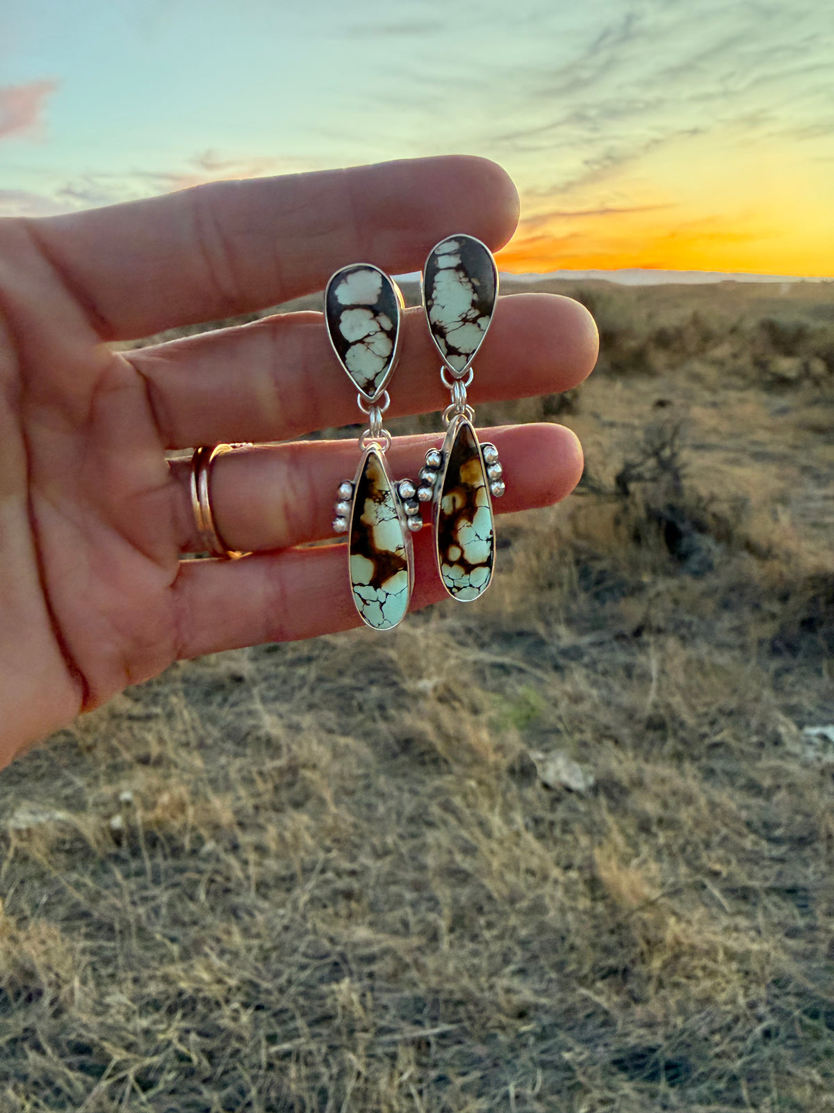 Natural moon river earrings